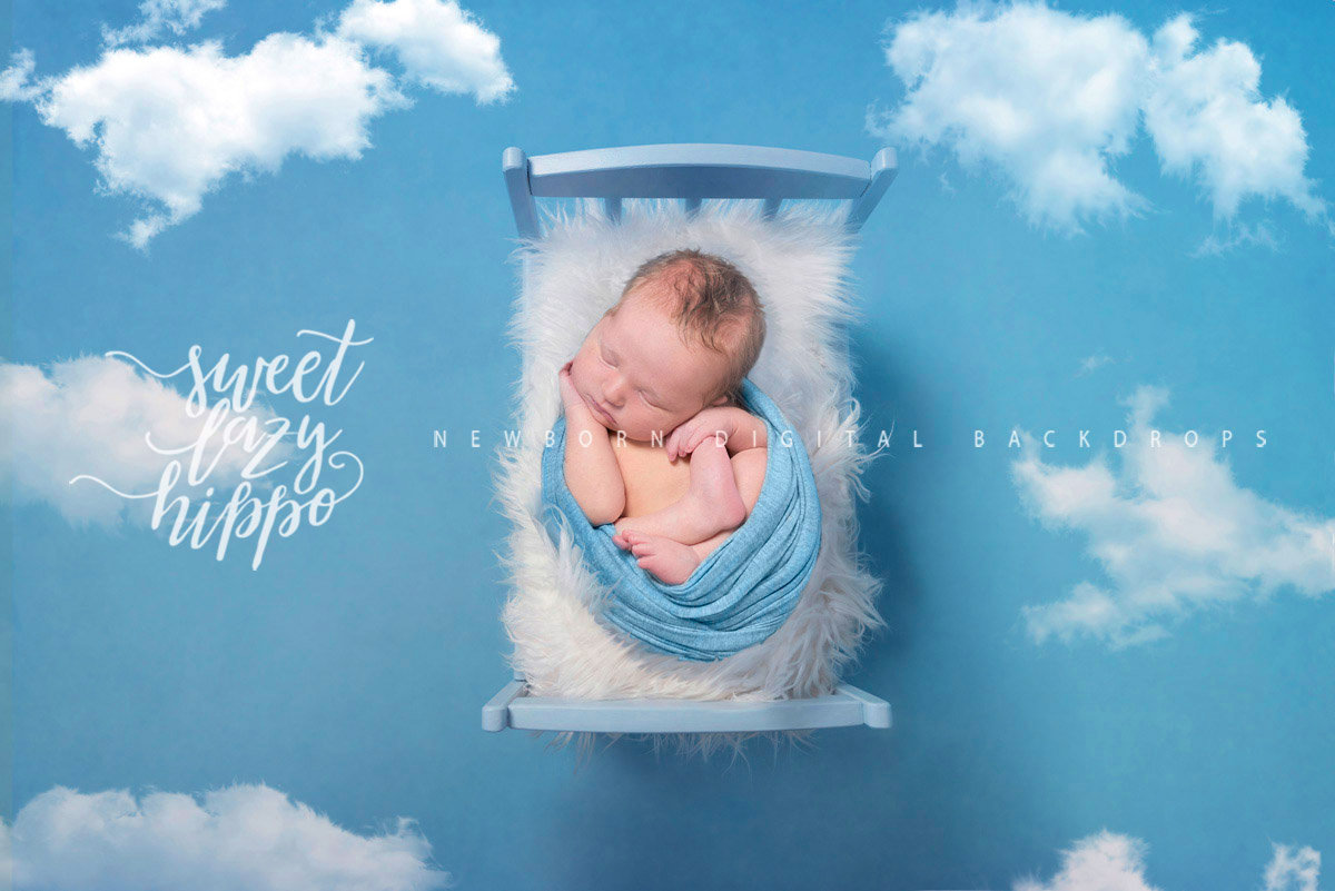 Newborn Digital Backdrop Sweet Dreams Blue Sky Backdrop The Perfect Backdrop For A Sleeping Baby Instant Download Jpg File Sweet Lazy Hippo
