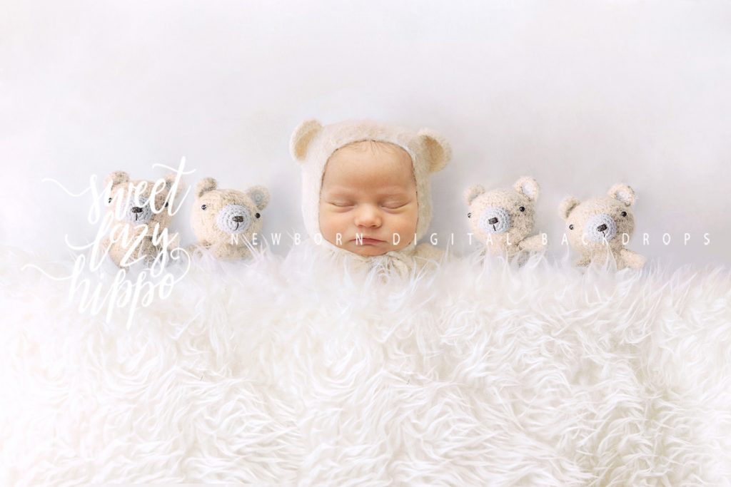 Newborn Digital BACKDROP. Sleeping bears. Insert face. White Backdrop ...